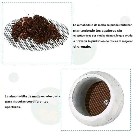 Almohadilla redonda (cubre drenaje) de malla para macetas