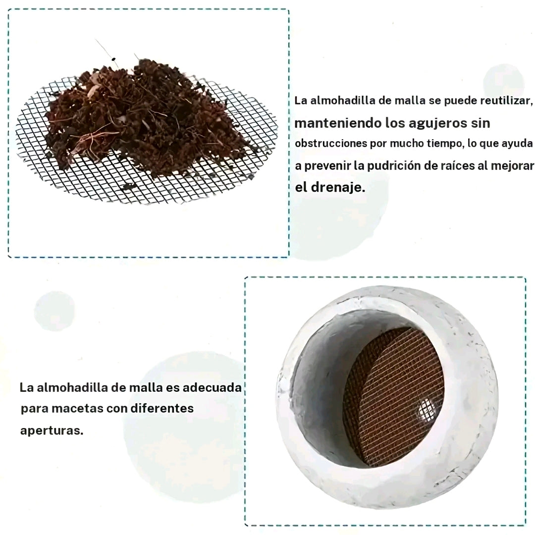 Almohadilla redonda (cubre drenaje) de malla para macetas